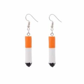 3D Hoop Dangle Earrings Cigarette Pattern Funny Bar Dangle Earrings for Women; 2 Pairs