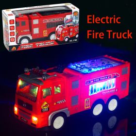 Electric Fire Truck Kids Toy - With Bright Flashing 4D Lights & Real Siren Sounds | Bump And Go Firetruck For Boys | Automatic Steering On Contact | F