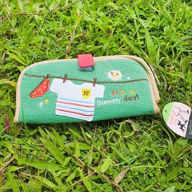 [Sunny day] Embroidered Applique Fabric Art Wallet Purse / Card Holder / ID Holder (7.1*3.7)