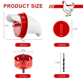 Chicken Feeder Set 6 Pieces Rainproof Automatic Chicken Feeder Poultry Farming Chicken Feeder for Chicken Duck Bird Goose Rainproof Poultry Feeder Kit