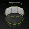 New Design 14FT Trampoline for Kids with Upgraded Arc Composite Pole and Safety Enclosure Net, Ladder and 8 Wind Stakes, Round Outdoor Recreational Pl