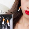 3D Hoop Dangle Earrings Cigarette Pattern Funny Bar Dangle Earrings for Women; 2 Pairs