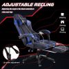 Ergonomic Gaming Chair with Footrest, PU Leather Video Game Chairs for Adults, Reclining Gamer Chair Office Chair with Lumbar Support, Comfortable Com