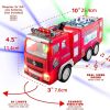 Electric Fire Truck Kids Toy - With Bright Flashing 4D Lights & Real Siren Sounds | Bump And Go Firetruck For Boys | Automatic Steering On Contact | F