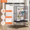 VEVOR 52 inch Standing Large Bird Cage, Wrought Iron Flight Bird Cage for Parakeets, Cockatiels, Parrots, Macaw with Rolling Stand and Tray