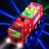 Electric Fire Truck Kids Toy - With Bright Flashing 4D Lights & Real Siren Sounds | Bump And Go Firetruck For Boys | Automatic Steering On Contact | F