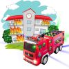 Electric Fire Truck Kids Toy - With Bright Flashing 4D Lights & Real Siren Sounds | Bump And Go Firetruck For Boys | Automatic Steering On Contact | F