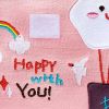 [Happy With You] Embroidered Applique Fabric Art Wallet Purse / Card Holder / ID Holder (7.1*3.7)