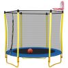 5.5FT Trampoline for Kids - 65" Outdoor & Indoor Mini Toddler Trampoline with Enclosure, Basketball Hoop and Ball Included