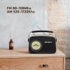 Black AM FM Radio - Small Portable Radios Vintage Retro With Headphone Jack, Large Analog Rotary Tuning Dial