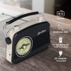 Black AM FM Radio - Small Portable Radios Vintage Retro With Headphone Jack, Large Analog Rotary Tuning Dial