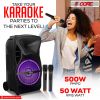 5 Core Party Speaker Portable PA System 2 Wireless Microphone Bluetooth Loud Big Subwoofer Active Powered DJ Karaoke Machine for Studio Indoor Outdoor