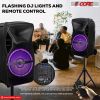 5 Core Party Speaker Portable PA System 2 Wireless Microphone Bluetooth Loud Big Subwoofer Active Powered DJ Karaoke Machine for Studio Indoor Outdoor