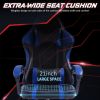 Ergonomic Gaming Chair with Footrest, PU Leather Video Game Chairs for Adults, Reclining Gamer Chair Office Chair with Lumbar Support, Comfortable Com