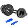 1Pc 2 USB Charger 12V 24V Car Cigarette Lighter Socket Splitter Dual USB 2.1A Outlet Car Charger IP65 waterproof for Car Boat Marine Mobile