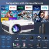 Projector with WiFi and Bluetooth, Native 1080P Outdoor Projector 10000L Support 4K, Portable Movie Projector with Screen and Max 300", Compatible wit