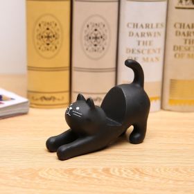 Creative Cartoon Cat Resin Mobile Phone Bracket (Color: Black)