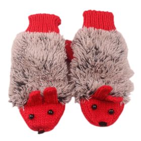 Cartoon Animal Autumn And Winter Warm Mittens (Option: Red-One size)