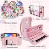 Pink Unicorn Carrying Case Compatible with Nintendo Switch (Not OLED or Lite) with Dockable Protective Grip Case +Screen Protector +Unicorn Stickers,